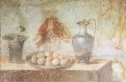 unknow artist Still life wall Painting from the House of Julia Felix Pompeii thrusches eggs and domestic utensils France oil painting artist